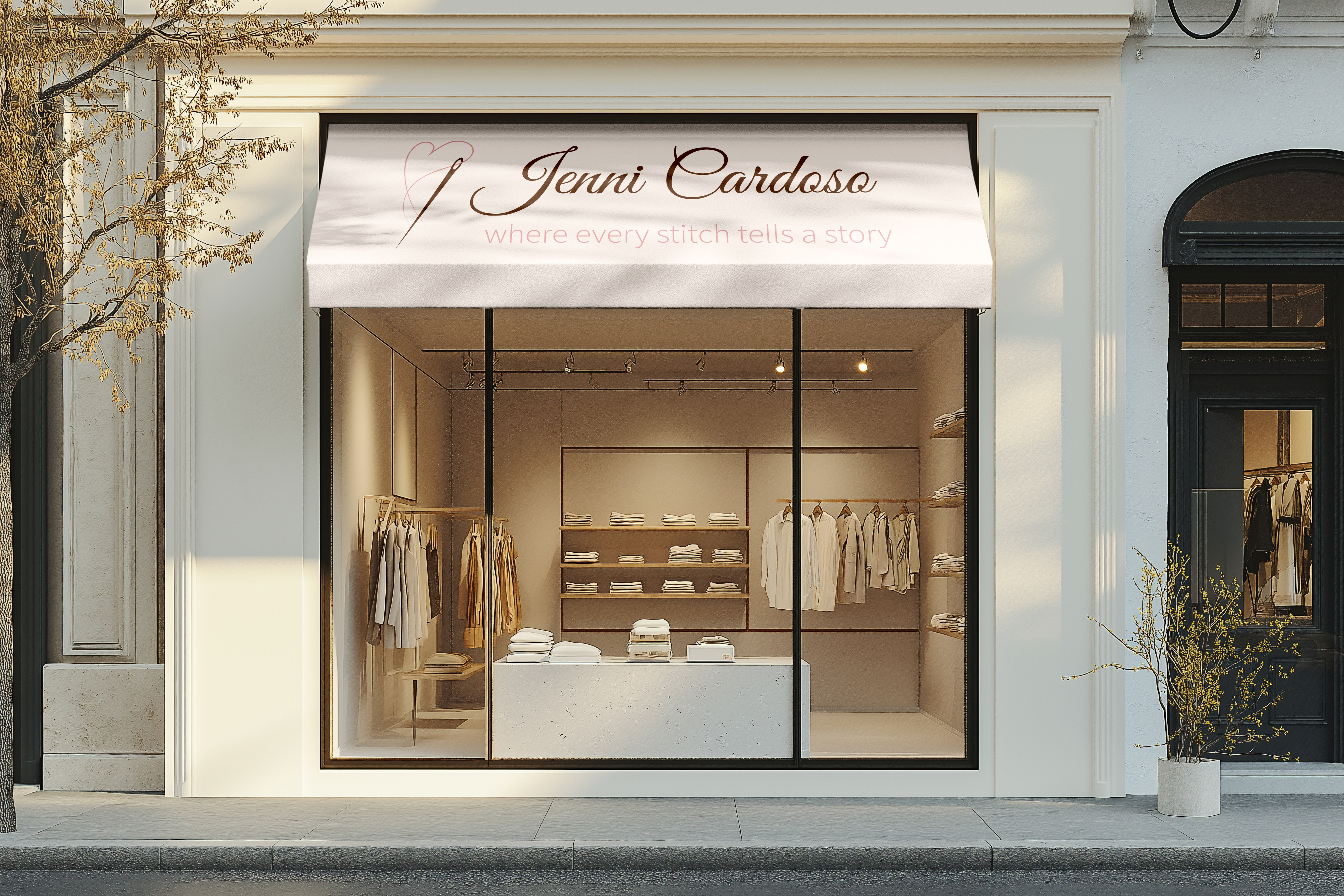 Tailoring studio atmosphere reflecting Jenni Cardoso brand