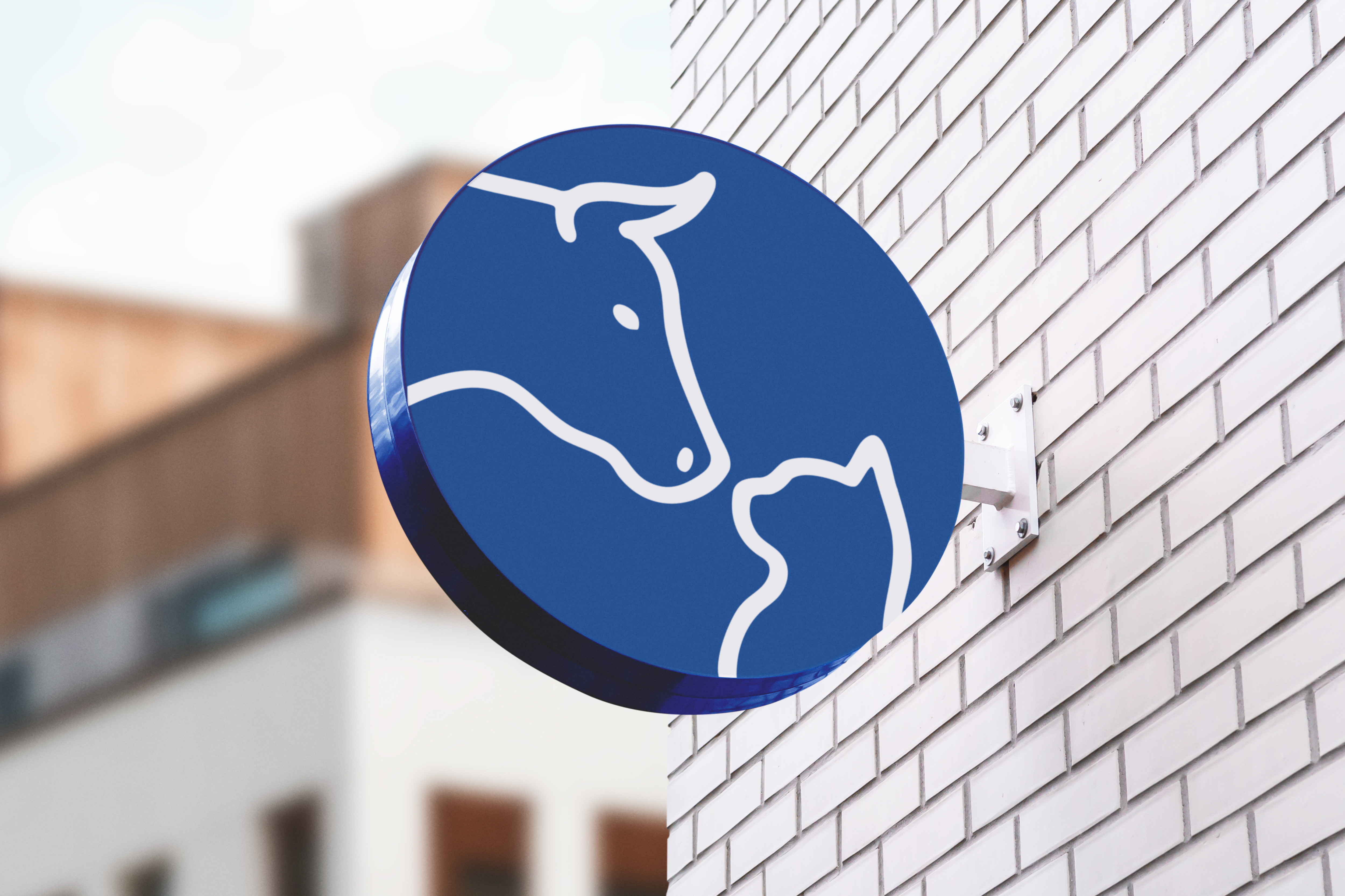 Crowe Veterinary Clinic logo combining cat and cow silhouettes to represent care for all animals