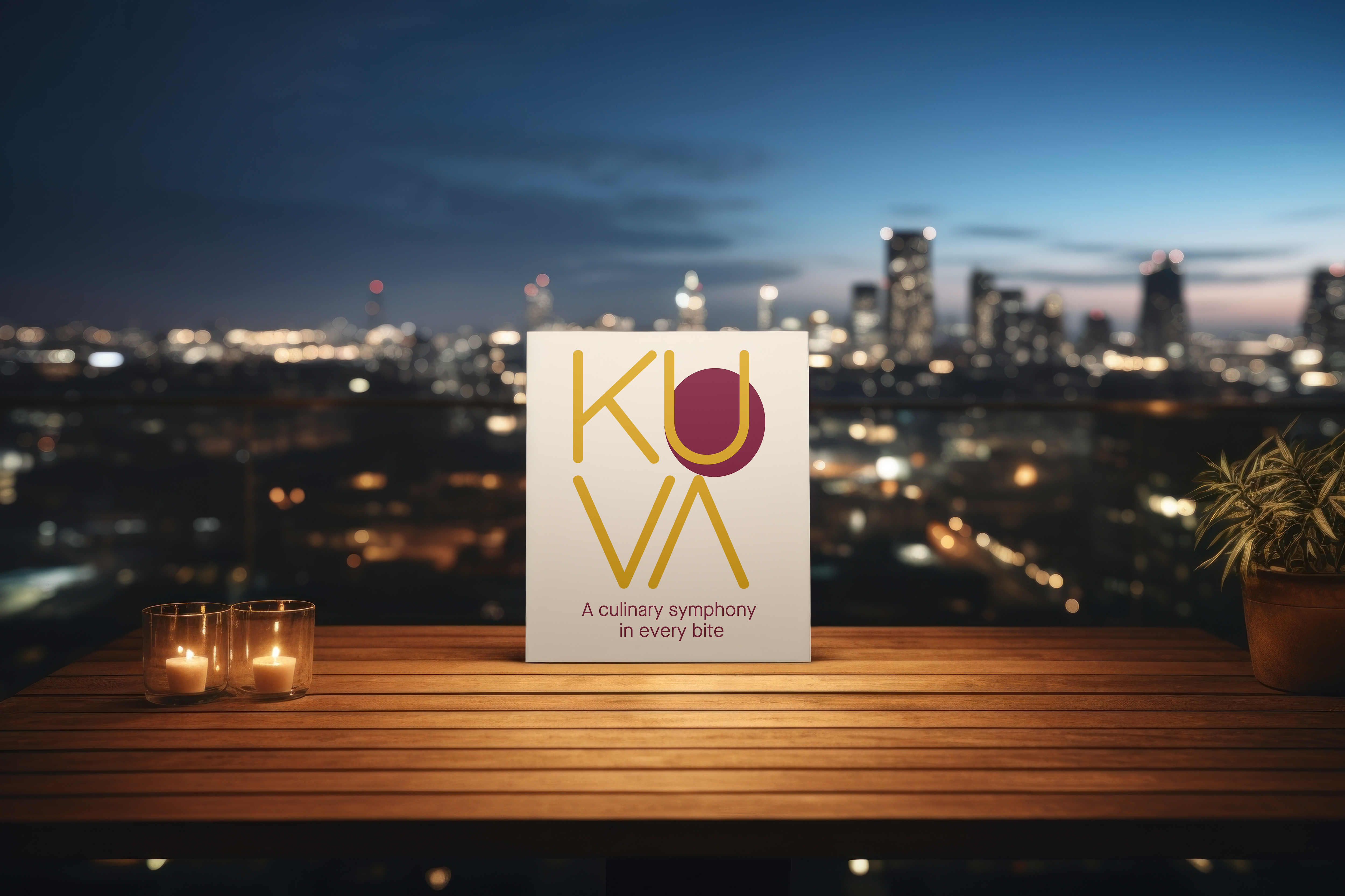 Kuva brand identity applied to menu and tableware