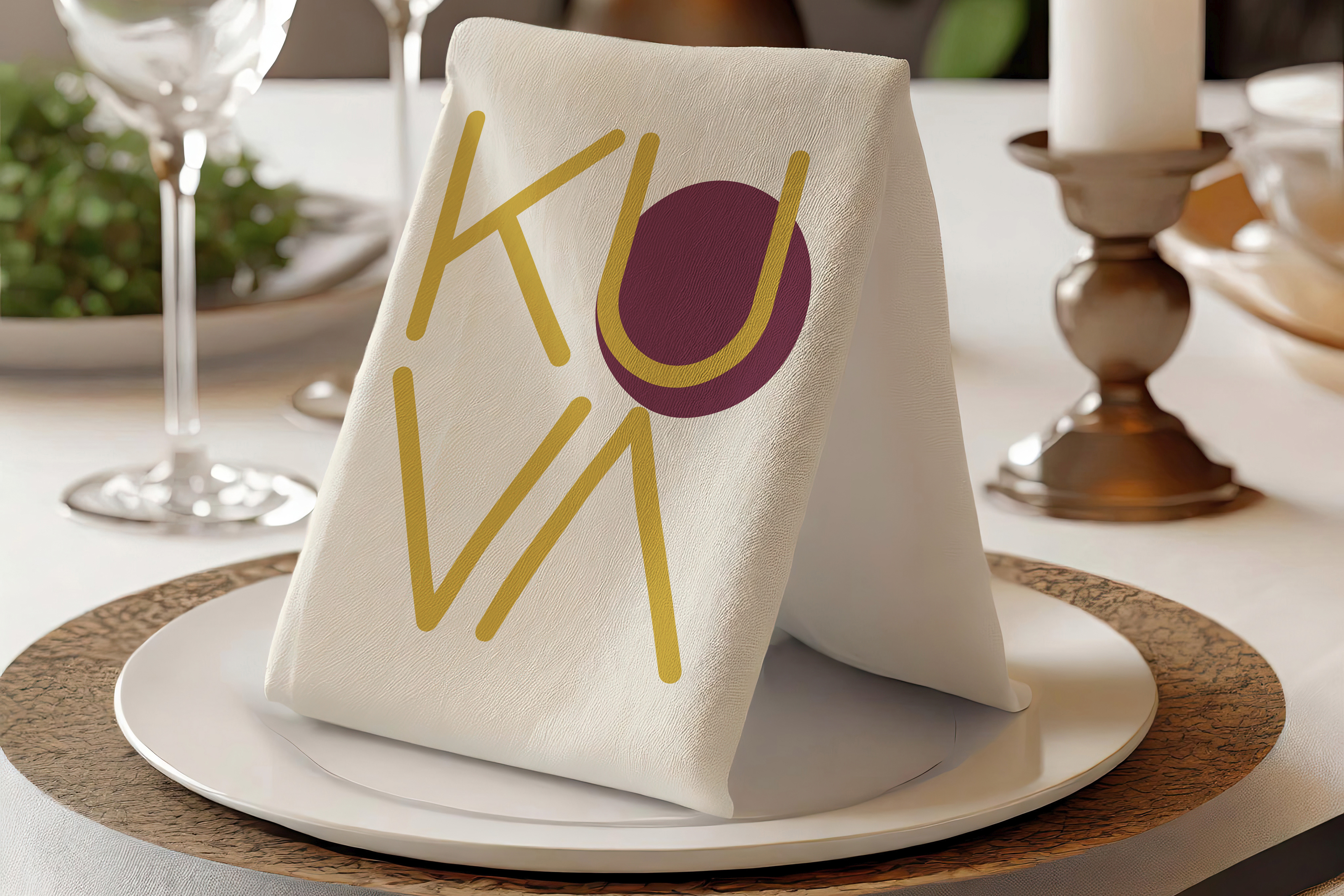 Kuva gourmet café and wine bar logo with elegant typography
